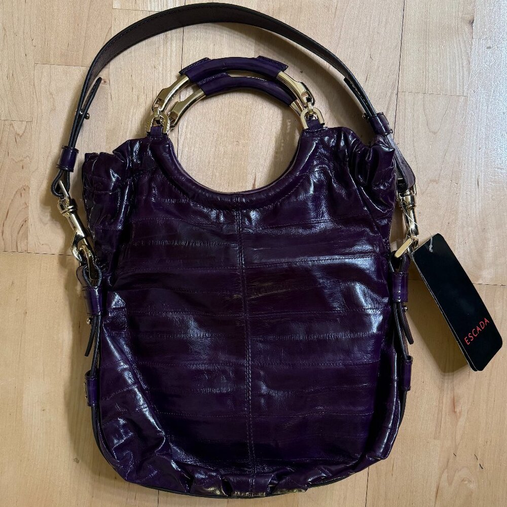Escada Purple Leather Shoulder Bag with Gold Hardware